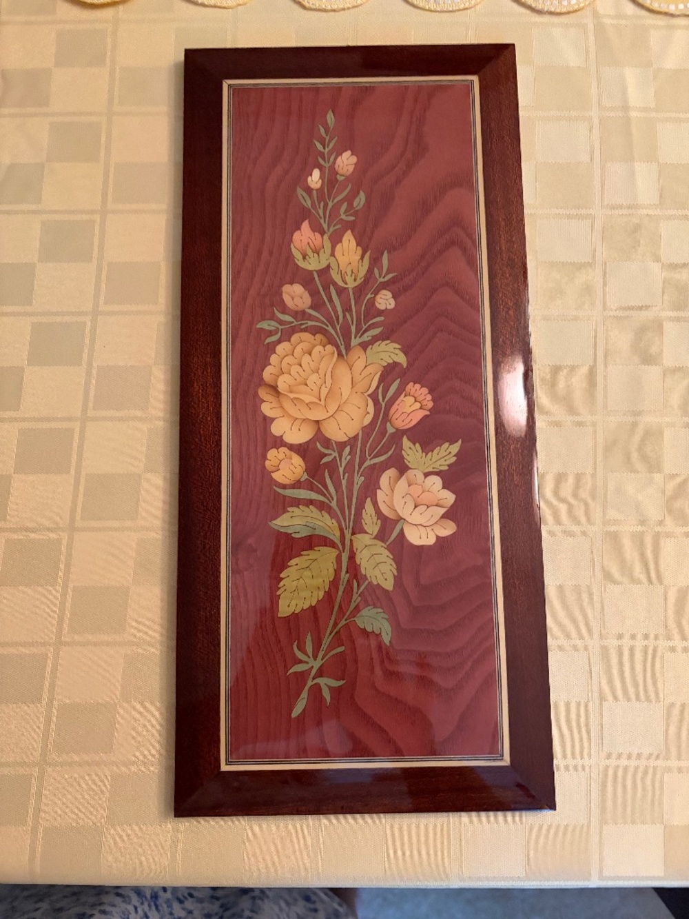 Original / Vintage direct  from Italy Italian inlayed wood wall hanging